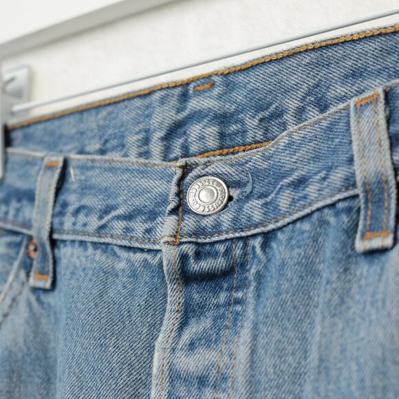 VTG LEVIS 501 Made In USA Distressed Thrashed Rigid Denim Jeans Grunge Sz 38x29 - Picture 7 of 11